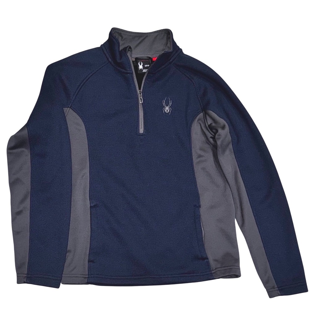 Spyder Quarter Zip Pullover Mens Small Navy Blue Gray Excellent 71F64001-42